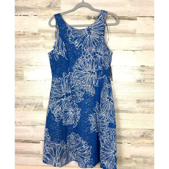 Signature by Robbie Bee women's 8 blue lightweight lined summer midi dress new - Picture 1 of 5